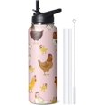 thumbnail image 1 of 40oz Cute Chicken Water Bottle with Handle and Flip Straw, Rooster Sports Stainless Steel Insulated Cup, Travel Coffee Mug Tumbler, Birthday Thanksgiving Day Chritmas Gifts for Women Animal Lovers, 1 of 6