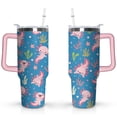 thumbnail image 1 of 40oz Cute Colorful Axolotl Stainless Steel Flip Straw Tumbler Spill Proof Travel Cup Double Wall Vacuum Insulated Coffee Mug with Top Handle, 1 of 6