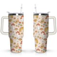 thumbnail image 1 of 40oz Cute Colorful Botanical Mushroom Stainless Steel Flip Straw Tumbler Spill Proof Travel Cup Double Wall Vacuum Insulated Coffee Mug with Top Handle, 1 of 6