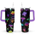 thumbnail image 1 of 40oz Cute Colorful Botanical Mushroom Stainless Steel Flip Straw Tumbler Spill Proof Travel Cup Double Wall Vacuum Insulated Coffee Mug with Top Handle, 1 of 6