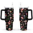 thumbnail image 1 of 40oz Cute Colorful Botanical Mushroom Stainless Steel Flip Straw Tumbler Spill Proof Travel Cup Double Wall Vacuum Insulated Coffee Mug with Top Handle, 1 of 6