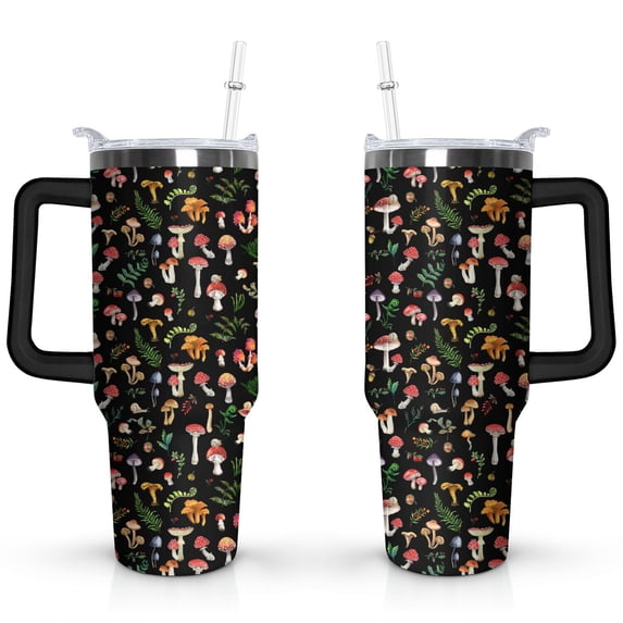 40oz Cute Mini Cactus Theme Stainless Steel Flip Straw Tumbler Spill Proof Travel Cup Double Wall Vacuum Insulated Coffee Mug with Top Handle