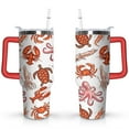 thumbnail image 1 of 40oz Cute Ocean Life Turtle Stainless Steel Flip Straw Tumbler Spill Proof Travel Cup Double Wall Vacuum Insulated Coffee Mug with Top Handle, 1 of 6