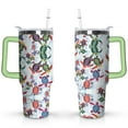 thumbnail image 1 of 40oz Cute Ocean Life Turtle Stainless Steel Flip Straw Tumbler Spill Proof Travel Cup Double Wall Vacuum Insulated Coffee Mug with Top Handle, 1 of 6