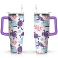thumbnail image 1 of 40oz Cute Ocean Life Turtle Stainless Steel Flip Straw Tumbler Spill Proof Travel Cup Double Wall Vacuum Insulated Coffee Mug with Top Handle, 1 of 6