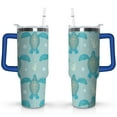 thumbnail image 1 of 40oz Cute Ocean Life Turtle Stainless Steel Flip Straw Tumbler Spill Proof Travel Cup Double Wall Vacuum Insulated Coffee Mug with Top Handle, 1 of 6