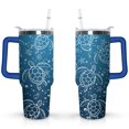 thumbnail image 1 of 40oz Cute Ocean Life Turtle Stainless Steel Flip Straw Tumbler Spill Proof Travel Cup Double Wall Vacuum Insulated Coffee Mug with Top Handle, 1 of 6