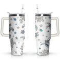 thumbnail image 1 of 40oz Cute Ocean Life Turtle Stainless Steel Flip Straw Tumbler Spill Proof Travel Cup Double Wall Vacuum Insulated Coffee Mug with Top Handle, 1 of 6