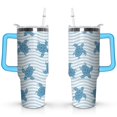 thumbnail image 1 of 40oz Cute Ocean Life Turtle Stainless Steel Flip Straw Tumbler Spill Proof Travel Cup Double Wall Vacuum Insulated Coffee Mug with Top Handle, 1 of 6