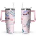 thumbnail image 1 of 40oz Cute Ocean Life Turtle Stainless Steel Flip Straw Tumbler Spill Proof Travel Cup Double Wall Vacuum Insulated Coffee Mug with Top Handle, 1 of 6