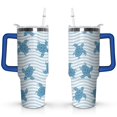 thumbnail image 1 of 40oz Cute Ocean Life Turtle Stainless Steel Flip Straw Tumbler Spill Proof Travel Cup Double Wall Vacuum Insulated Coffee Mug with Top Handle, 1 of 6