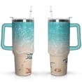 thumbnail image 1 of 40oz Cute Ocean Life Turtle Stainless Steel Flip Straw Tumbler Spill Proof Travel Cup Double Wall Vacuum Insulated Coffee Mug with Top Handle, 1 of 6