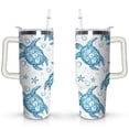 thumbnail image 1 of 40oz Cute Ocean Life Turtle Stainless Steel Flip Straw Tumbler Spill Proof Travel Cup Double Wall Vacuum Insulated Coffee Mug with Top Handle, 1 of 6