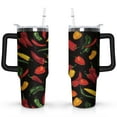 thumbnail image 1 of 40oz Cute Red Chili Stainless Steel Flip Straw Tumbler Spill Proof Travel Cup Double Wall Vacuum Insulated Coffee Mug with Top Handle, 1 of 6