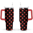 thumbnail image 1 of 40oz Cute Red Strawberry Stainless Steel Flip Straw Tumbler Spill Proof Travel Cup Double Wall Vacuum Insulated Coffee Mug with Top Handle, 1 of 6