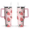 thumbnail image 1 of 40oz Cute Red Strawberry Stainless Steel Flip Straw Tumbler Spill Proof Travel Cup Double Wall Vacuum Insulated Coffee Mug with Top Handle, 1 of 6