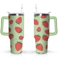 thumbnail image 1 of 40oz Cute Red Strawberry Stainless Steel Flip Straw Tumbler Spill Proof Travel Cup Double Wall Vacuum Insulated Coffee Mug with Top Handle, 1 of 6