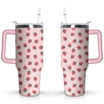 thumbnail image 1 of 40oz Cute Red Strawberry Stainless Steel Flip Straw Tumbler Spill Proof Travel Cup Double Wall Vacuum Insulated Coffee Mug with Top Handle, 1 of 6
