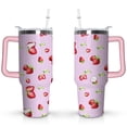 thumbnail image 1 of 40oz Cute Red Strawberry Stainless Steel Flip Straw Tumbler Spill Proof Travel Cup Double Wall Vacuum Insulated Coffee Mug with Top Handle, 1 of 6