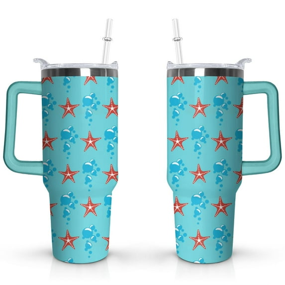 40oz Cute Spiral Seashell Stainless Steel Flip Straw Tumbler Spill Proof Travel Cup Double Wall Vacuum Insulated Coffee Mug with Top Handle