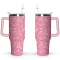 thumbnail image 1 of 40oz Cute Watermelon Pattern Stainless Steel Flip Straw Tumbler Spill Proof Travel Cup Double Wall Vacuum Insulated Coffee Mug with Top Handle, 1 of 6