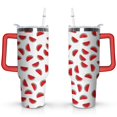 thumbnail image 1 of 40oz Cute Watermelon Pattern Stainless Steel Flip Straw Tumbler Spill Proof Travel Cup Double Wall Vacuum Insulated Coffee Mug with Top Handle, 1 of 6