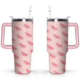 thumbnail image 1 of 40oz Cute Watermelon Pattern Stainless Steel Flip Straw Tumbler Spill Proof Travel Cup Double Wall Vacuum Insulated Coffee Mug with Top Handle, 1 of 6