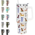 thumbnail image 1 of 40oz Dachshund Tumbler - Cute Wiener Dog Insulated Travel Mug with Handle, Leak Proof Coffee Cup, Gift for Dog Lovers & Wiener Owners, 1 of 6