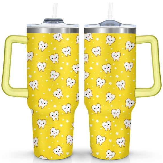 40oz Dentist Tumbler with Handle & Straw - Insulated Stainless Steel Travel Mug,Leakproof,Cup Holder Friendly,Dishwasher Safe,for Hot/Cold Drinks.