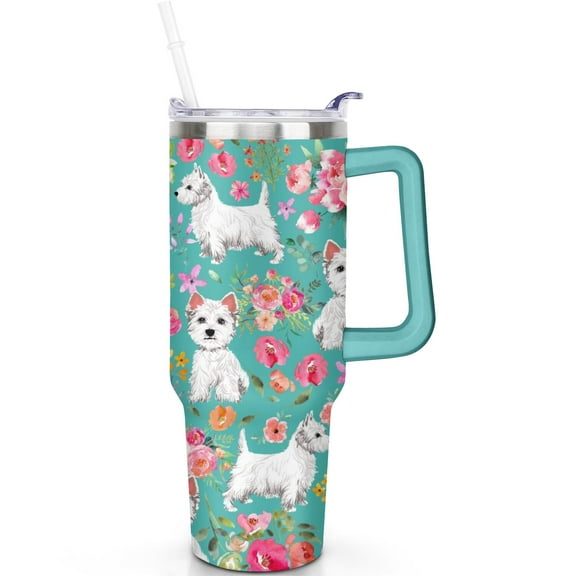 40oz Dog Lover Tumbler – Lightweight Stainless Steel Travel Mug with Handle and Flip Straw Lid, Insulated and Stylish