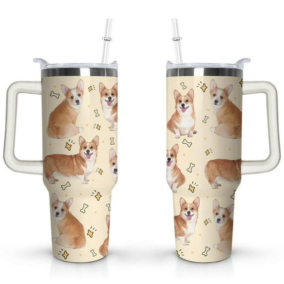 40oz Dog Mom Tumbler - Leakproof Travel Coffee Mug with Handle - Cute Puppy Gift for Women Who Love Dogs - Double Wall Stainless
