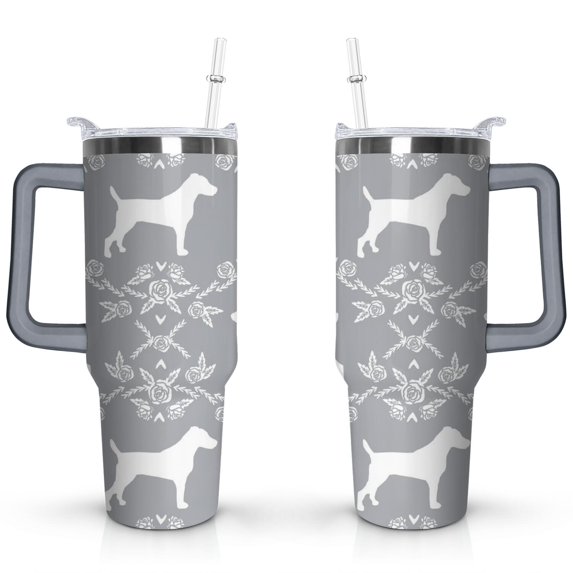 40oz Dog Mom Tumbler - Leakproof Travel Coffee Mug with Handle - Cute Puppy Gift for Women Who Love Dogs - Double Wall Stainless