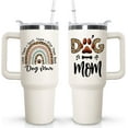 thumbnail image 1 of 40oz Dog Mom Tumbler with Handle & Straw - Vacuum Insulated Stainless Steel Travel Coffee Mug, Paw Print Design - Gift for Dog Lovers Women, 1 of 6
