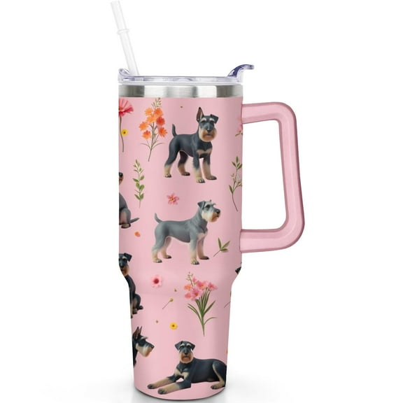 40oz Dog Tumbler with Handle, Spill Proof Lid and Straw – Double Insulated Travel Mug, Must Have Dog Gift