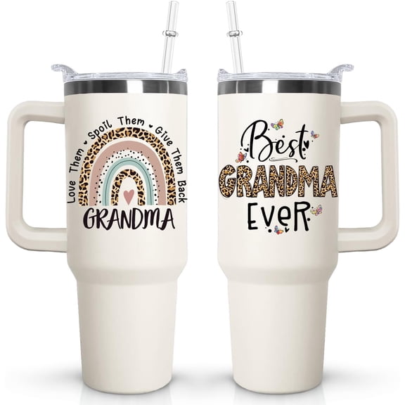 40oz Dog Tumbler with Handle and Straw, Dog Mom Paw Print Animal Stainless Steel Travel Coffee Mug Cup,Dog Mom Gifts for Women