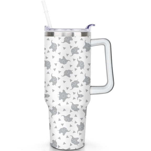 40oz Elephant Lover's Travel Essential, Elephant n Theme Tumbler With Handle, Double Insulated Travel Must Have Cup Spill Proof Lid With Straw