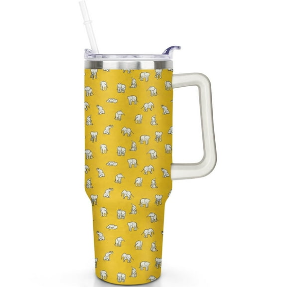 40oz Elephant Tumbler with Handle and Flip Straw Lid, Vacuum Insulated Stainless Steel Coffee Mug, Ideal Gift for Travelers, Friends, and Family