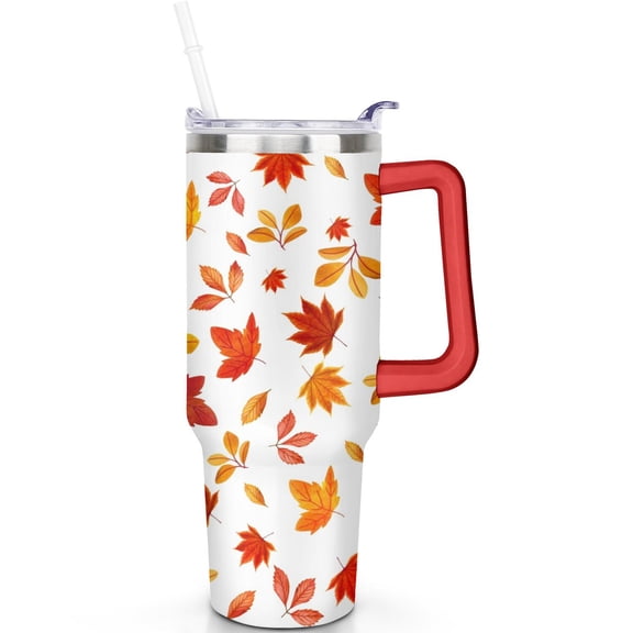 40oz Fall Theme Tumbler NonSlip Silicone Handle LeakProof Lid BPAFree Straw 40 oz Fall Tumbler Double Wall Insulated EcoConscious Travel Must Have Mug