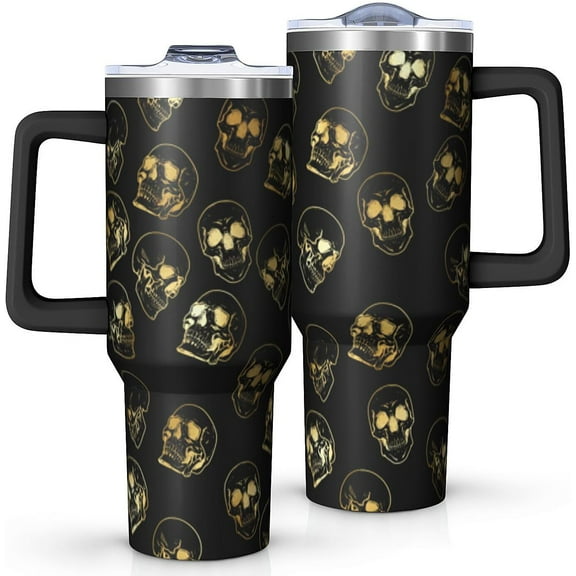 40oz Fall Tumbler With Handle And Straw,Autumn,Thanksgiving,Halloween Gifts,Extra Large Stainless Steel Cup Spill-Proof With Lid,Maple Leaf Pumpkin Design,Travel Coffee Mug Water Bottle