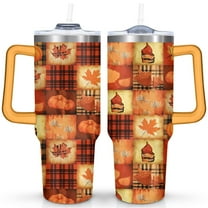40oz Fall Tumbler with Handle & Straw - Insulated Stainless Steel Travel Mug,Leakproof,Cup Holder Friendly,Dishwasher Safe,for Hot/Cold Drinks.