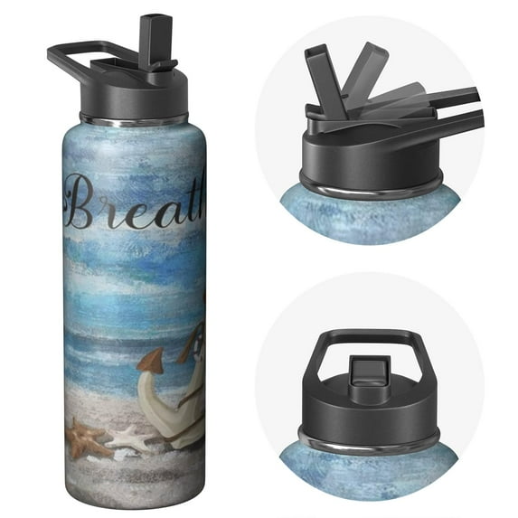 40oz Farmhouse Themed Water Bottle with Straw, Triple Layer Insulated Stainless Steel, Leakproof Lids for Travel, Gym & Outdoor Sports Unisex