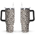 thumbnail image 1 of 40oz Fashion Leopard Pattern Stainless Steel Flip Straw Tumbler Spill Proof Travel Cup Double Wall Vacuum Insulated Coffee Mug with Top Handle, 1 of 6