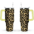 thumbnail image 1 of 40oz Fashion Leopard Pattern Stainless Steel Flip Straw Tumbler Spill Proof Travel Cup Double Wall Vacuum Insulated Coffee Mug with Top Handle, 1 of 6