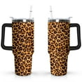 thumbnail image 1 of 40oz Fashion Leopard Pattern Stainless Steel Flip Straw Tumbler Spill Proof Travel Cup Double Wall Vacuum Insulated Coffee Mug with Top Handle, 1 of 6