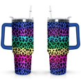 thumbnail image 1 of 40oz Fashion Leopard Pattern Stainless Steel Flip Straw Tumbler Spill Proof Travel Cup Double Wall Vacuum Insulated Coffee Mug with Top Handle, 1 of 6