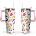 thumbnail image 1 of 40oz Fashion Leopard Pattern Stainless Steel Flip Straw Tumbler Spill Proof Travel Cup Double Wall Vacuum Insulated Coffee Mug with Top Handle, 1 of 6