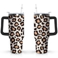 thumbnail image 1 of 40oz Fashion Leopard Pattern Stainless Steel Flip Straw Tumbler Spill Proof Travel Cup Double Wall Vacuum Insulated Coffee Mug with Top Handle, 1 of 6
