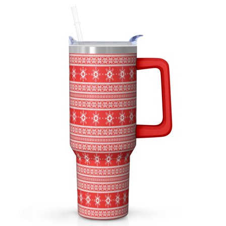 40oz Festive Christmas Handle Tumbler Stainless Steel Insulated Mug Gift Idea