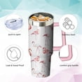 thumbnail image 1 of 40oz Flamingo Stainless Steel Tumbler with Handle and Straw, Insulated Cup Travel Coffee Mug Water Bottle with Lid and Straw, Animal Lovers Women Gifts, 1 of 5