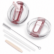 40oz Flip Straw Leak Proof Lid for Stanley Cup Accessories, 2 Pack No Spill Lid Replacement 40 oz Tumbler Detachable Cover Topper for Stanley Protour LidsQuartz,Quartz